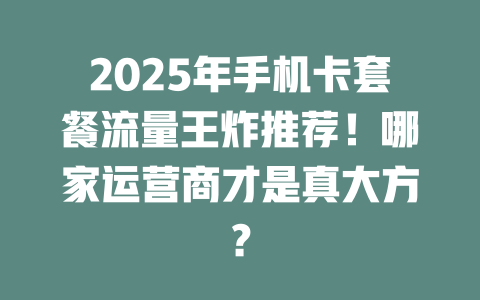 2025年手机卡套餐流量王炸推荐！哪家运营商才是真大方？