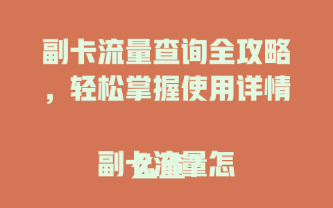 副卡流量查询全攻略，轻松掌握使用详情  

副卡流量怎么查？