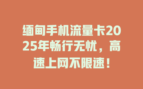 缅甸手机流量卡2025年畅行无忧，高速上网不限速！