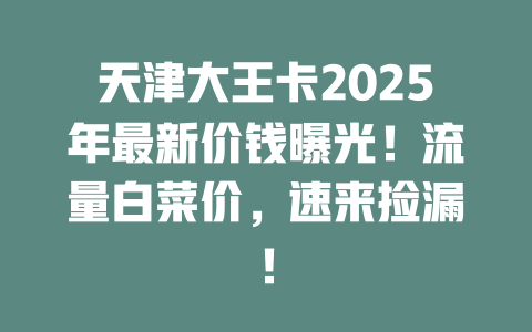 天津大王卡2025年最新价钱曝光！流量白菜价，速来捡漏！