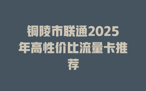 铜陵市联通2025年高性价比流量卡推荐
