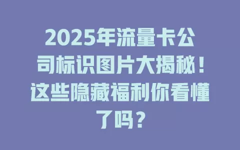 2025年流量卡公司标识图片大揭秘！这些隐藏福利你看懂了吗？