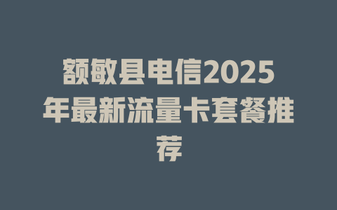 额敏县电信2025年最新流量卡套餐推荐