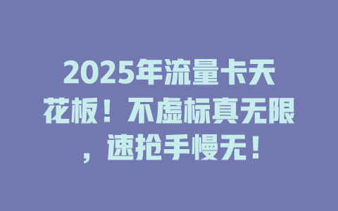 2025年流量卡天花板！不虚标真无限，速抢手慢无！