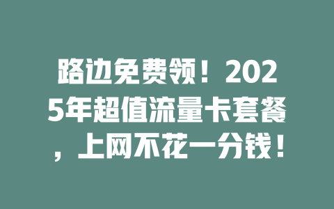 路边免费领！2025年超值流量卡套餐，上网不花一分钱！