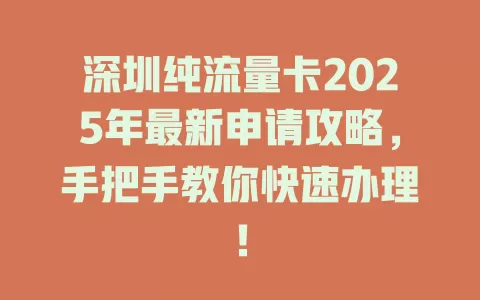 深圳纯流量卡2025年最新申请攻略，手把手教你快速办理！
