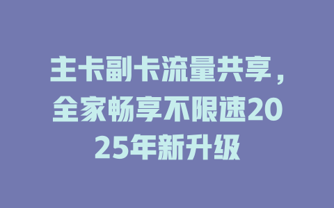 主卡副卡流量共享，全家畅享不限速2025年新升级
