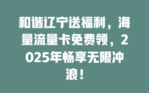 和谐辽宁送福利，海量流量卡免费领，2025年畅享无限冲浪！