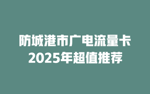 防城港市广电流量卡2025年超值推荐