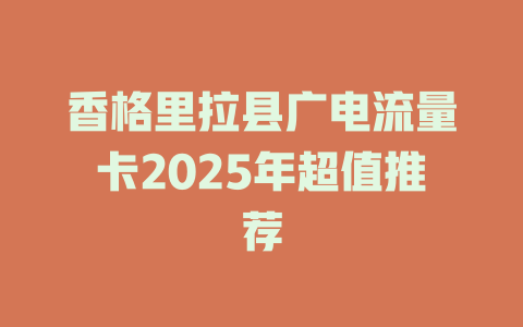 香格里拉县广电流量卡2025年超值推荐