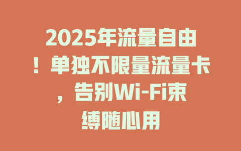 2025年流量自由！单独不限量流量卡，告别Wi-Fi束缚随心用