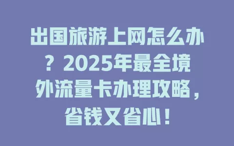 出国旅游上网怎么办？2025年最全境外流量卡办理攻略，省钱又省心！