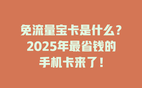 免流量宝卡是什么？2025年最省钱的手机卡来了！