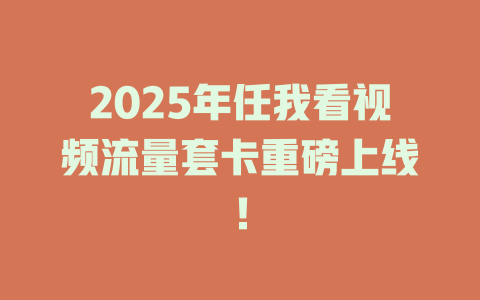 2025年任我看视频流量套卡重磅上线！