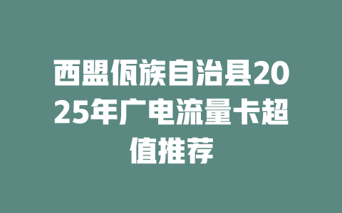 西盟佤族自治县2025年广电流量卡超值推荐