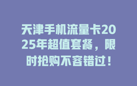 天津手机流量卡2025年超值套餐，限时抢购不容错过！
