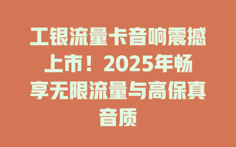 工银流量卡音响震撼上市！2025年畅享无限流量与高保真音质
