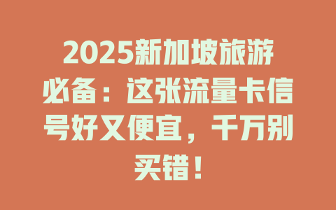 2025新加坡旅游必备：这张流量卡信号好又便宜，千万别买错！