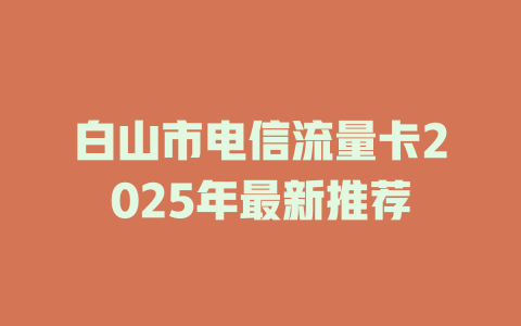 白山市电信流量卡2025年最新推荐