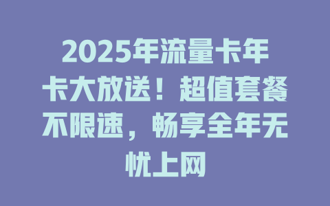 2025年流量卡年卡大放送！超值套餐不限速，畅享全年无忧上网