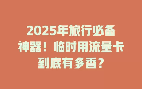 2025年旅行必备神器！临时用流量卡到底有多香？