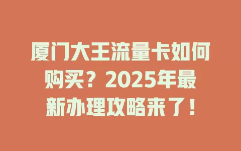 厦门大王流量卡如何购买？2025年最新办理攻略来了！