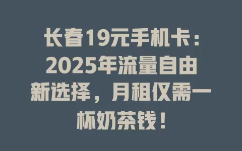 长春19元手机卡：2025年流量自由新选择，月租仅需一杯奶茶钱！