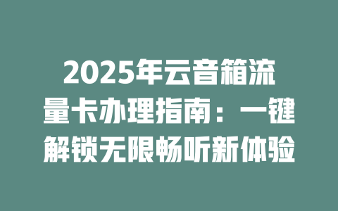 2025年云音箱流量卡办理指南：一键解锁无限畅听新体验
