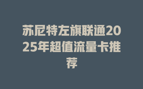 苏尼特左旗联通2025年超值流量卡推荐