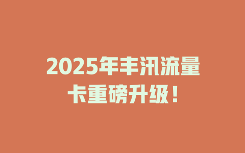 2025年丰汛流量卡重磅升级！