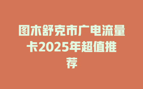 图木舒克市广电流量卡2025年超值推荐