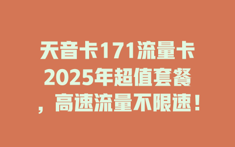 天音卡171流量卡2025年超值套餐，高速流量不限速！