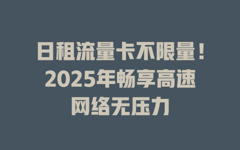 日租流量卡不限量！2025年畅享高速网络无压力