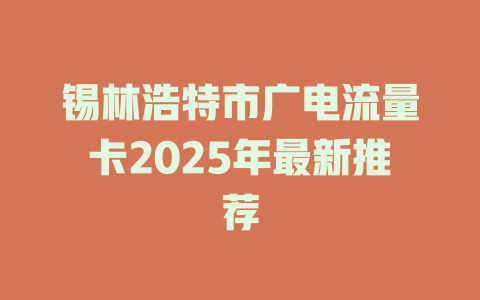 锡林浩特市广电流量卡2025年最新推荐