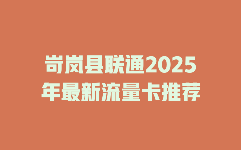 岢岚县联通2025年最新流量卡推荐