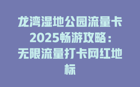 龙湾湿地公园流量卡2025畅游攻略：无限流量打卡网红地标