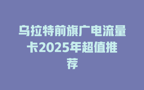 乌拉特前旗广电流量卡2025年超值推荐
