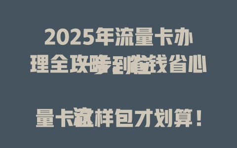 2025年流量卡办理全攻略：省钱省心一步到位  

流量卡这样包才划算！