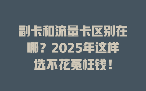 副卡和流量卡区别在哪？2025年这样选不花冤枉钱！