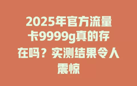 2025年官方流量卡9999g真的存在吗？实测结果令人震惊