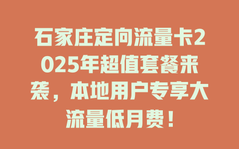 石家庄定向流量卡2025年超值套餐来袭，本地用户专享大流量低月费！