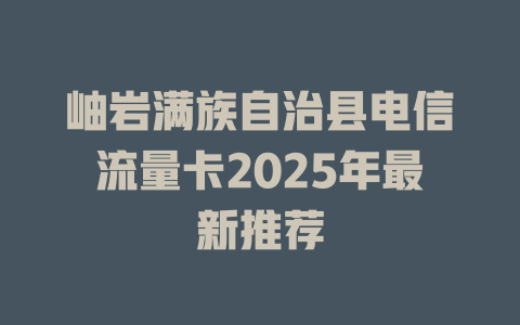 岫岩满族自治县电信流量卡2025年最新推荐