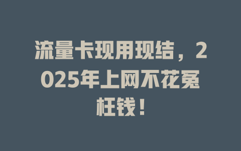 流量卡现用现结，2025年上网不花冤枉钱！