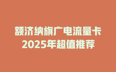 额济纳旗广电流量卡2025年超值推荐