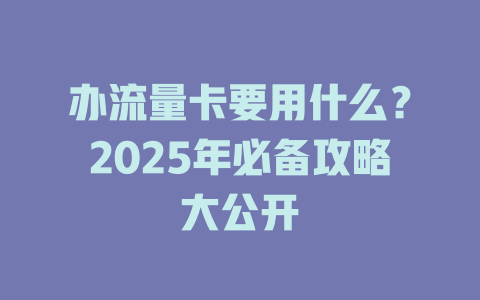 办流量卡要用什么？2025年必备攻略大公开