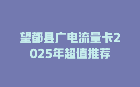 望都县广电流量卡2025年超值推荐
