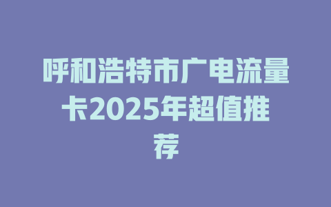 呼和浩特市广电流量卡2025年超值推荐