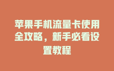 苹果手机流量卡使用全攻略，新手必看设置教程