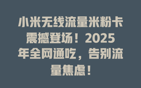 小米无线流量米粉卡震撼登场！2025年全网通吃，告别流量焦虑！
