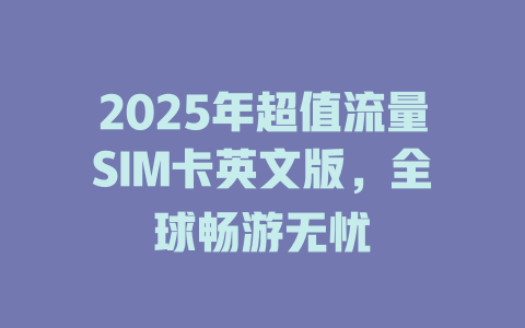 2025年超值流量SIM卡英文版，全球畅游无忧